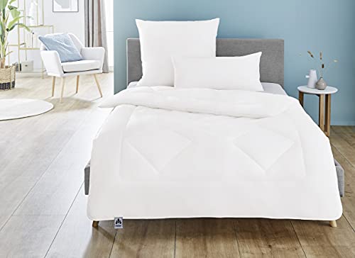 Irisette Merino Ganzjahresdecke - Produziert in Deutschland - Bettdecke aus Schurwolle für den Übergang, 155 x 220 cm, weiß, Öko-Tex zertifiziert von Irisette