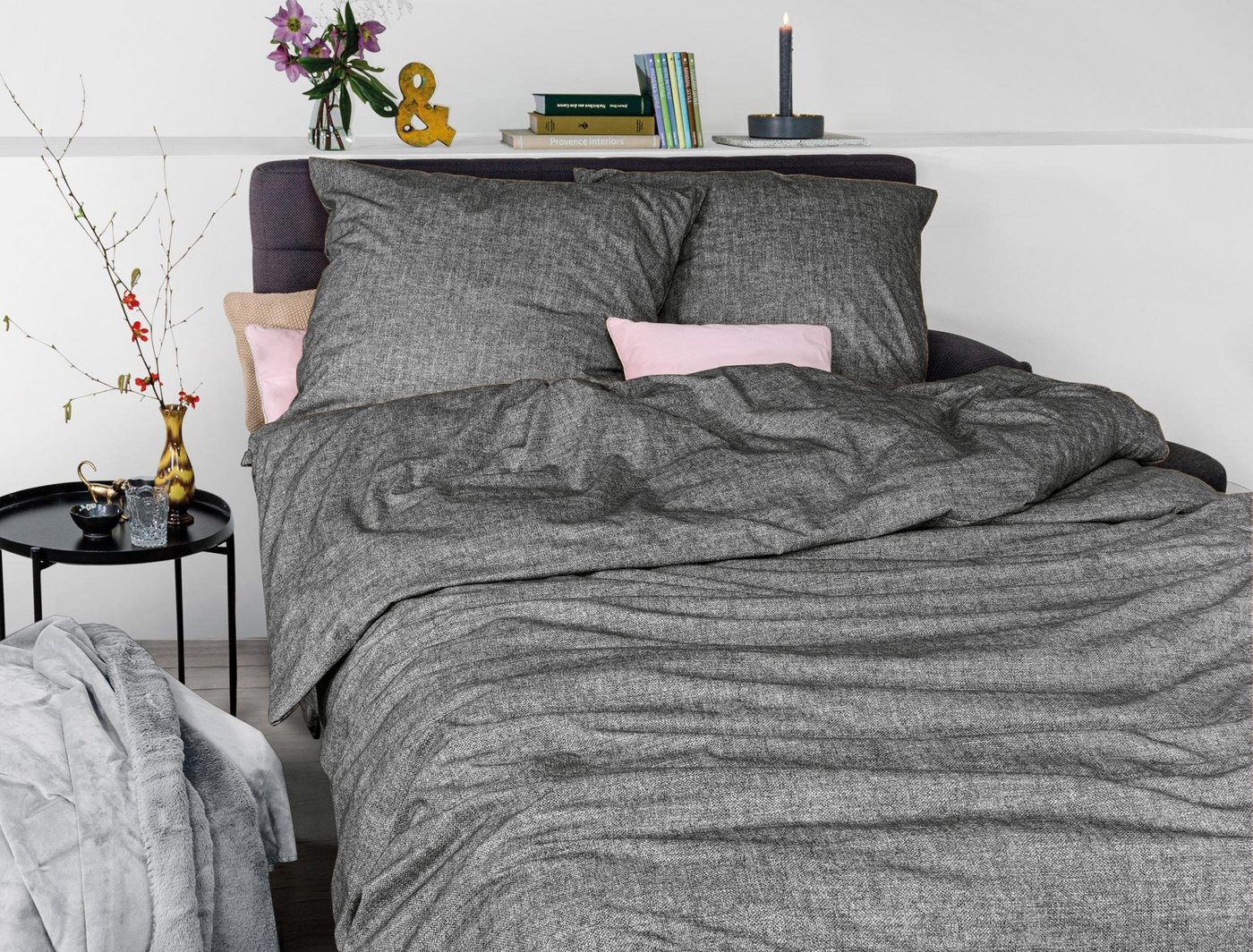 Irisette Bettwäsche Flausch-Cotton Bettwäsche Set Mink 8835 155 x 200 cm grau, Bettbezug Kopfkissenbezug Set kuschelig weich hochwertig von Irisette