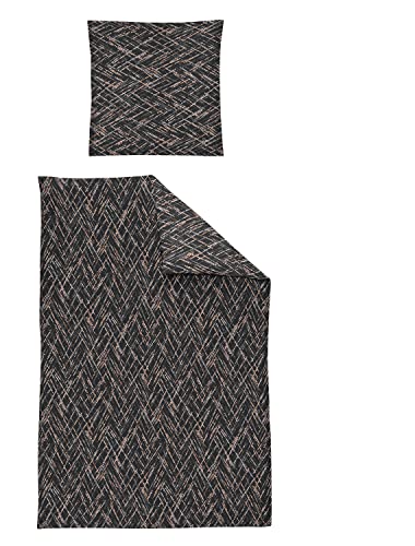 Irisette Bettwäsche Interlock-Jersey schwarz-grau-Sand Größe 135x200 cm (80x80 cm) von Irisette