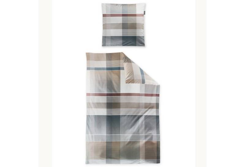 Irisette Bettwäsche Irisette Mako Satin Bettwäsche Wave 8891-80 Natur Grau Blau 135x200, Mako Satin, 2 teilig, Verdeckter Qualitäts-Reißverschluss von Irisette