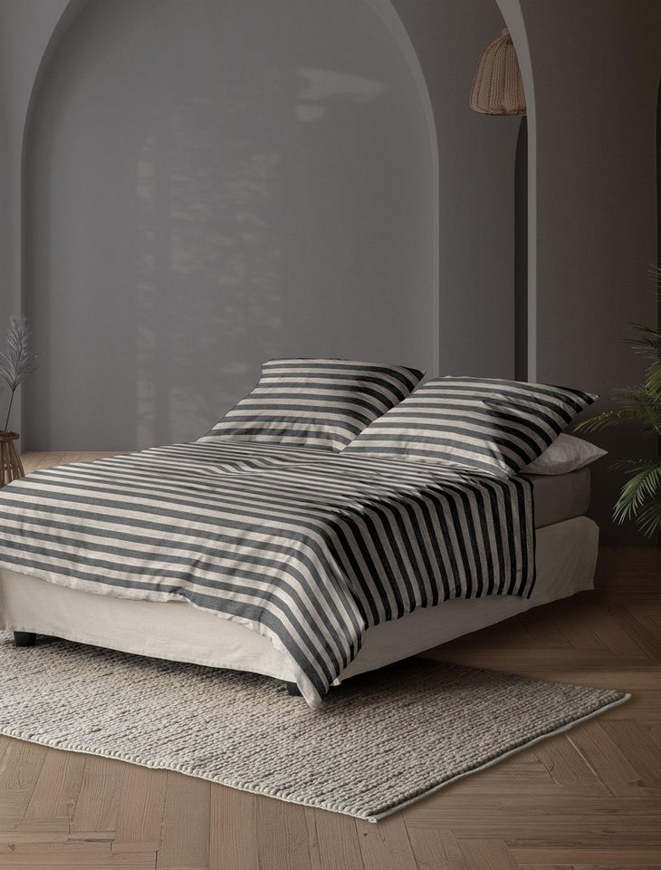 Irisette Bettwäsche Mako-Satin Bettwäsche Set Wave-HK 8559 155 x 200 cm grau, Baumwolle, 2 teilig, bettwäsche 155x200 baumwolle winter warm sale Weihnachten von Irisette
