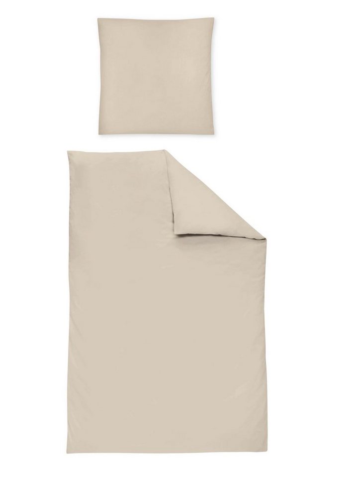 Irisette Bettwäsche Mako-Satin uni Bettwäsche Set uni Paris 8000 135 x 200 cm beige, Bettbezug Kopfkissenbezug Set kuschelig weich hochwertig von Irisette