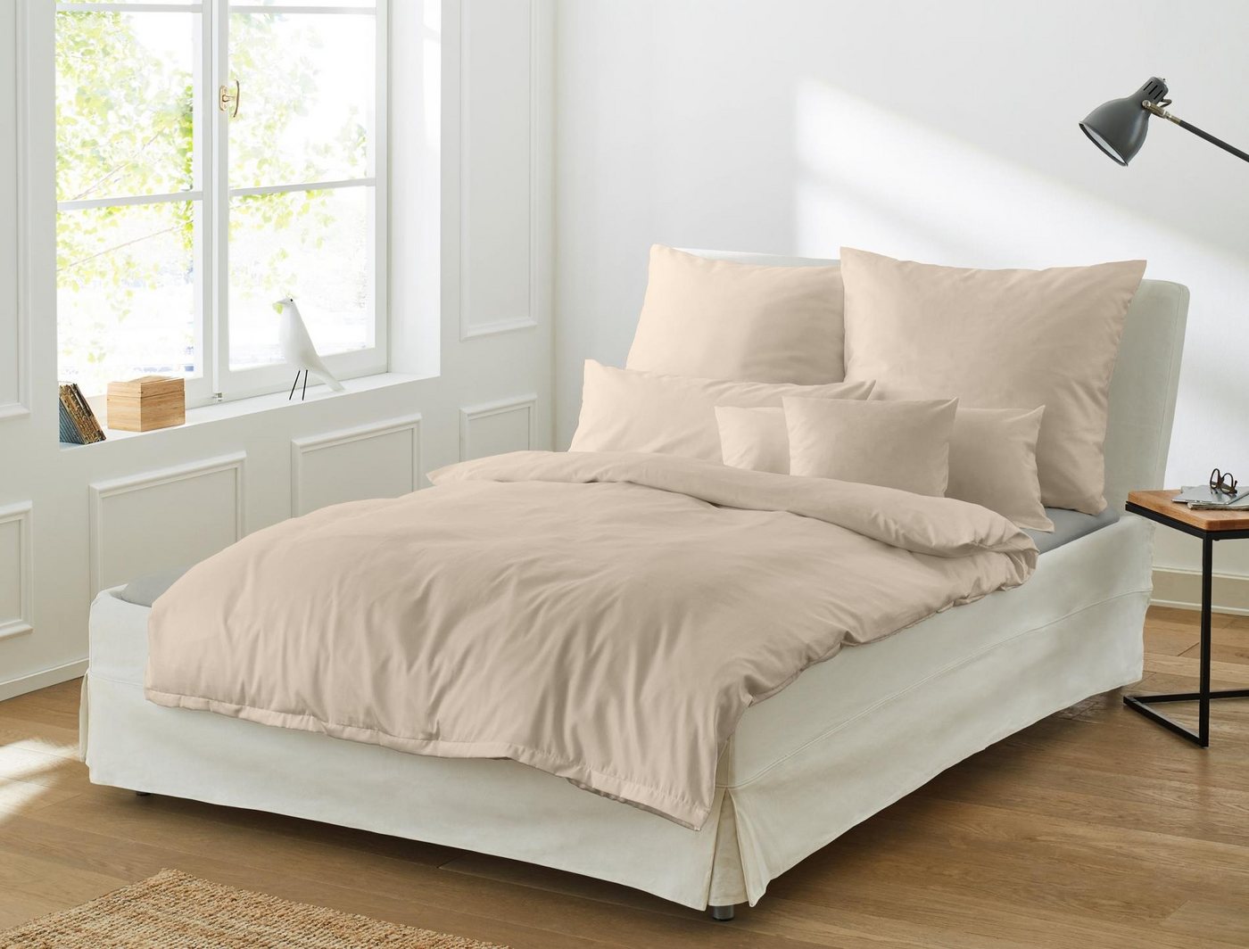 Irisette Bettwäsche Mako-Satin uni Bettwäsche Set uni Paris 8000 135 x 200 cm beige, Bettbezug Kopfkissenbezug Set kuschelig weich hochwertig von Irisette