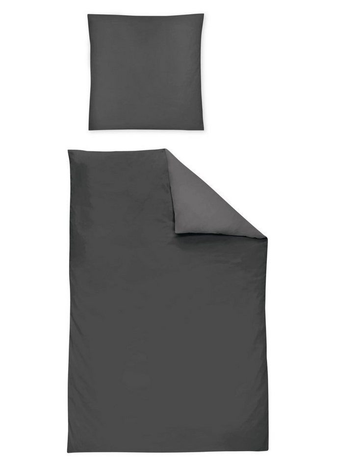 Irisette Bettwäsche Mako-Satin uni Bettwäsche Set uni Paris 8000 155 x 200 cm anthra, Bettbezug Kopfkissenbezug Set kuschelig weich hochwertig von Irisette
