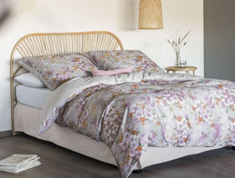 Irisette Crown Mako-Satin Bettwäsche 155x220 Wende Blumen grau rosa 8453-90 von Irisette GmbH & Co. KG