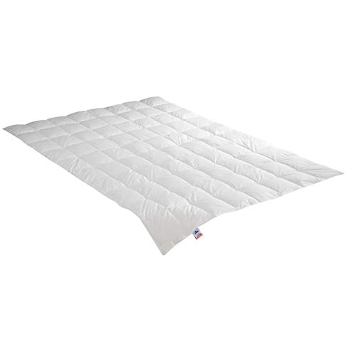 Irisette Daunendecke Edda leichte Sommerdecke, aus 100% Baumwolle 90% Daunen, 10% Federn mit Aufbewahrungstasche, 155 x 220 cm, weiß, Öko-Tex Zertifiziert, produziert nach deutschem Qualitätsstandard von Irisette