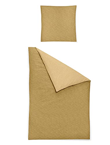 Irisette Edel-Feinbiber Bettwäsche Set Koala 8308 Gold 155 x 200 cm + 1 x Kissenbezug 80 x 80 cm von Irisette