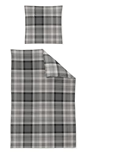 Irisette Edel-Flanell Bettwäsche Set Alpaka 8412 grau 135 x 200 cm + 1 x Kissenbezug 80 x 80 cm von Irisette
