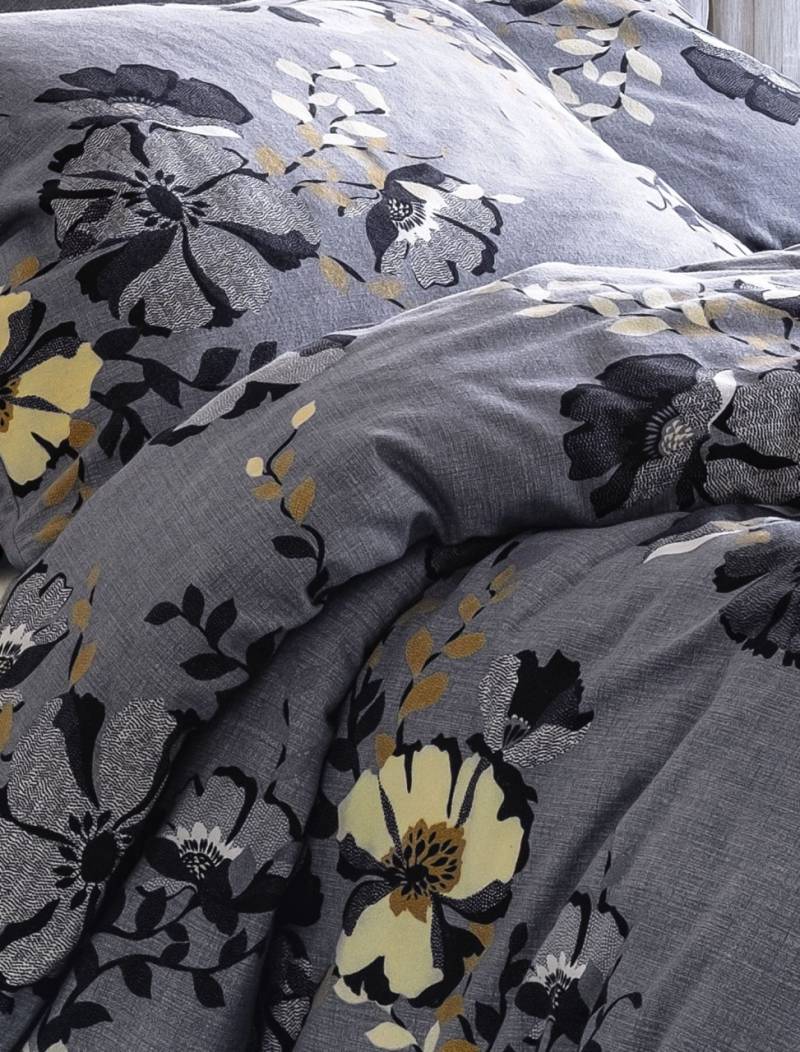 Irisette Edelflanell Bettwäsche Alpaka 155x220 Blumen Blüten grau beige 8449-11 von Irisette GmbH & Co. KG