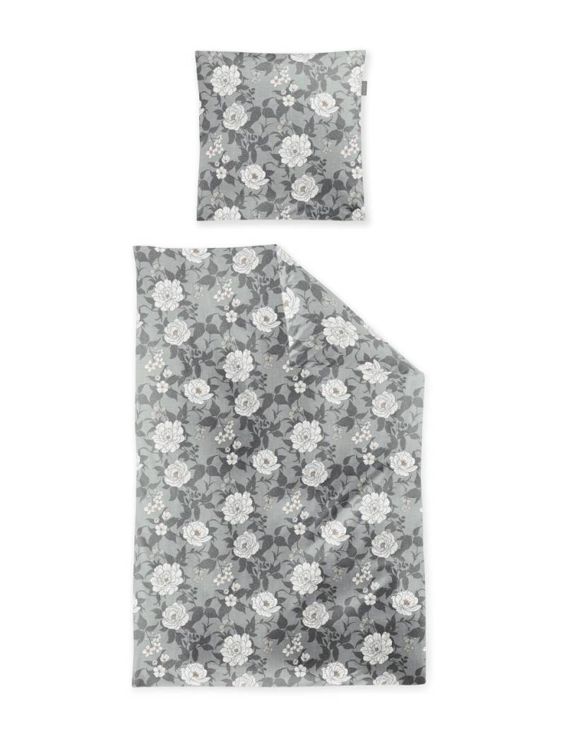 Irisette Feinbiber Bettwäsche Koala 135x200 Blumen Rosen grau silber 8531-11 von Irisette GmbH & Co. KG