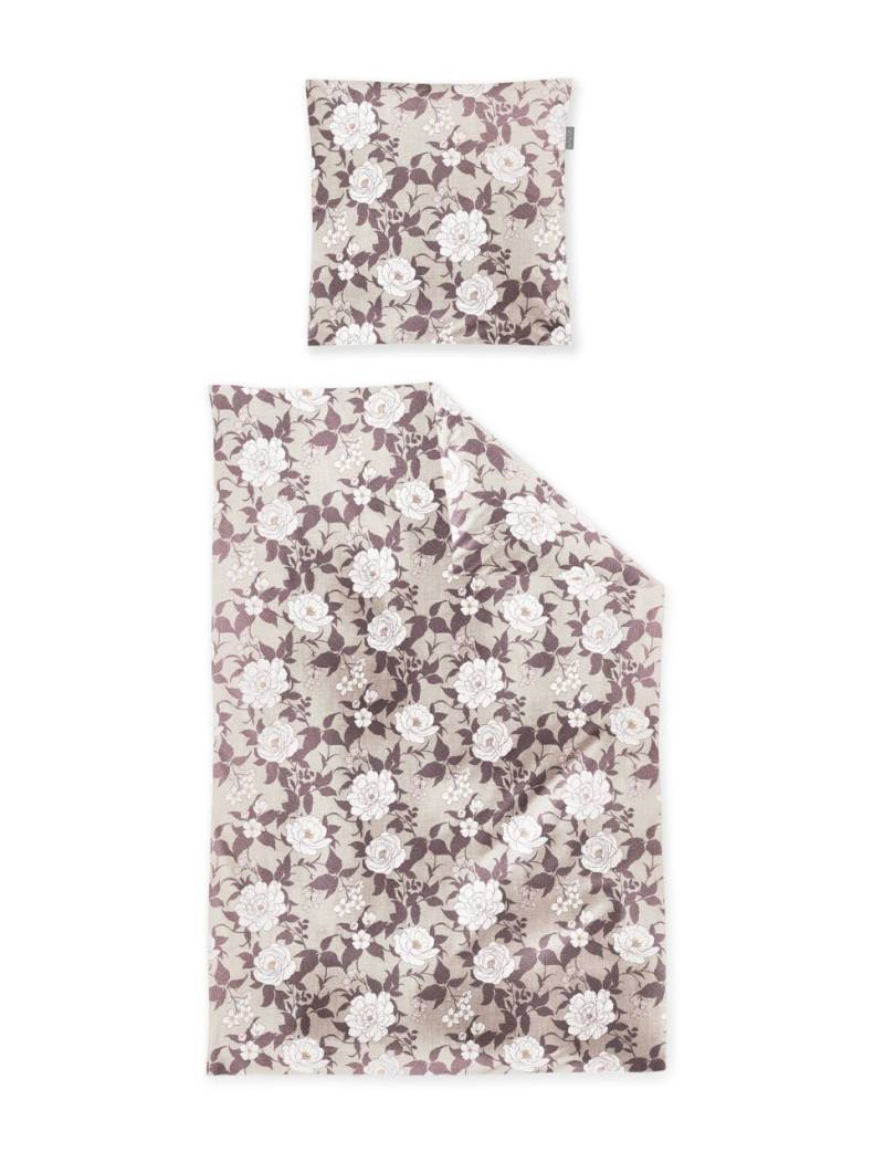 Irisette Feinbiber Bettwäsche Koala 135x200 Blumen Rosen rosa sand 8531-60 von Irisette GmbH & Co. KG