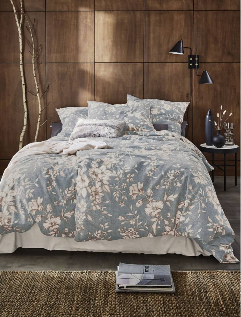Irisette Feinbiber Bettwäsche Koala 155x220 Blumen Blätter hellblau beige 848... von Irisette GmbH & Co. KG