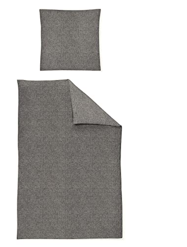 Irisette Flausch-Cotton Bettwäsche Set Bettwäsche 2 teilig Bettbezug 135 x 200 cm Kopfkissenbezug 80 x 80 cm Samt 8835-81 grau von Irisette