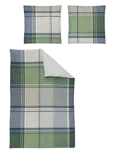 Irisette Flausch-Cotton Bettwäsche Zobel 8877-30 grün 135x200 cm + 80 x 80 cm von Irisette