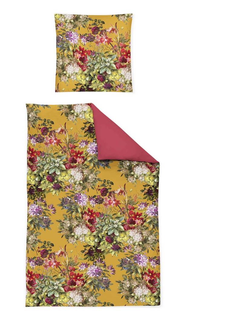 Irisette Magic Mako-Satin Bettwäsche 155x220 Blumen Barock ocker Wende 8848-40 von Irisette GmbH & Co. KG