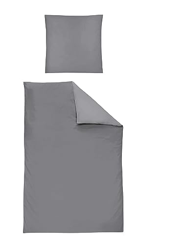 Irisette Mako Satin Bettwäsche 3 teilig Bettbezug 200 x 200 cm Kopfkissenbezug 80 x 80 cm Paris 759237-12 Grafit von Irisette