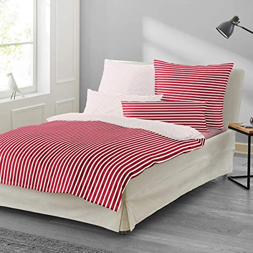 Irisette Essential Mako-Satin Bettwäsche Nora rot, 1 Bettbezug 135 x 200 cm + 1 Kissenbezug 80 x 80 cm von Irisette Essential