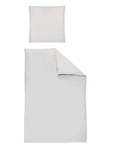Irisette Mako-Satin Uni Bettwäsche Set Uni Paris 8000 grau 155 x 220 cm + 1 Kissenbezug 80x80 cm von Irisette
