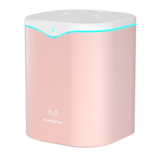 Irishom 2L Double Spray Humidifiers with LED light Cool Mist Auto Shut-Off Humidifier Portable Desk Humidifiers for Bedroom Home Room (Rosa #0P) von Irishom