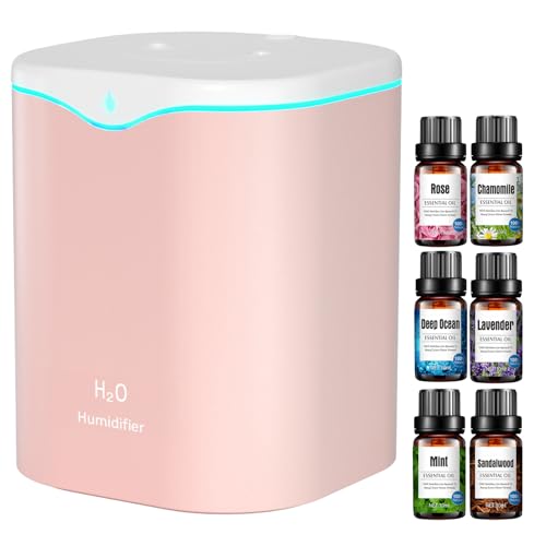 Irishom 2L Double Spray Humidifiers with LED light Cool Mist Auto Shut-Off Humidifier Portable Desk Humidifiers for Bedroom Home Room (Rosa #PO) von Irishom