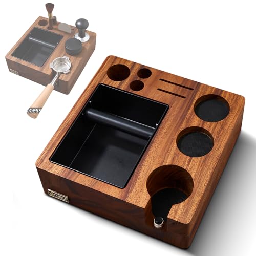 Irishom 3-in-1-Espresso-Abklopfbehälter und Tamperstation, 51/54 mm, Espresso-Kaffee-Antidruck-Pad-Ständer, Kaffee-Werkzeug-Organizer aus Walnussholz mit Siebträgerhalter Irishom 3-in-1-Espresso-Abklopfbehälter und Tamperstation, 51/54 mm, Espresso-Kaffee-Antidruck-Pad-Ständer, Kaffee-Werkzeug-Organizer aus Walnussholz mit Siebträgerhalter von Irishom
