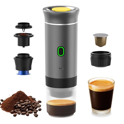Irishom Portable Coffee Machine for Car Home Travel 3 in 1 Cordless Electric Coffee Maker Work with Capsule and Ground Coffee 15Bar Mini Cold Brew and Heating Coffee Maker with 150ml Cup Irishom Portable Coffee Machine for Car Home Travel 3 in 1 Cordless Electric Coffee Maker Work with Capsule and Ground Coffee 15Bar Mini Cold Brew and Heating Coffee Maker with 150ml Cup von Irishom