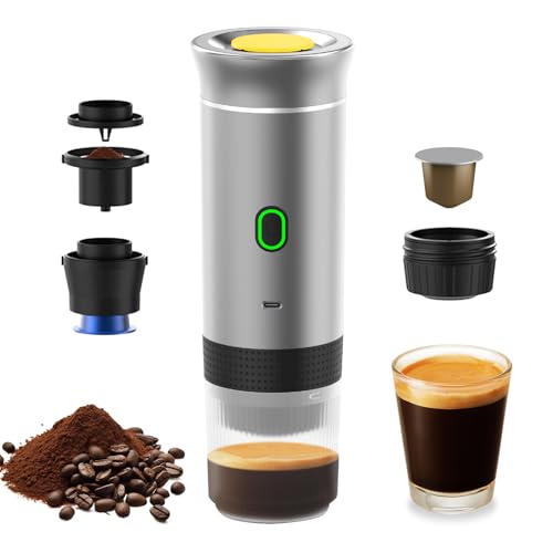 Irishom Portable Coffee Machine for Car Home Travel 3 in 1 Cordless Electric Coffee Maker Work with Capsule and Ground Coffee 15Bar Mini Cold Brew and Heating Coffee Maker with 150ml Cup Irishom Portable Coffee Machine for Car Home Travel 3 in 1 Cordless Electric Coffee Maker Work with Capsule and Ground Coffee 15Bar Mini Cold Brew and Heating Coffee Maker with 150ml Cup von Irishom
