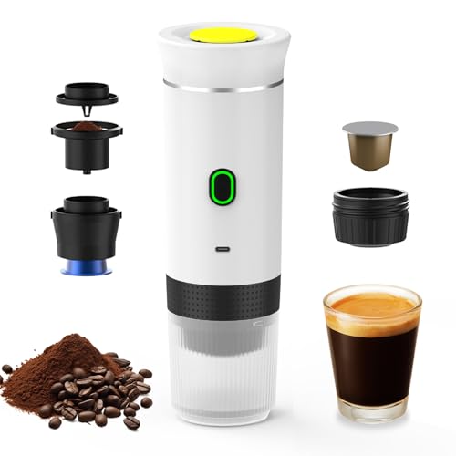 Irishom Portable Coffee Machine for Car Home Travel 3 in 1 Cordless Electric Coffee Maker Work with Capsule and Ground Coffee 15Bar Mini Cold Brew and Heating Coffee Maker with 150ml Cup Irishom Portable Coffee Machine for Car Home Travel 3 in 1 Cordless Electric Coffee Maker Work with Capsule and Ground Coffee 15Bar Mini Cold Brew and Heating Coffee Maker with 150ml Cup von Irishom
