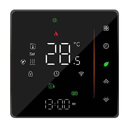 Irishom Smart WiFi-Thermostat,Unterstützung Kesselheizung und Wasser-Fußbodenheizung,Wöchentlich Programmierbar Temperaturregler mit App-Steuerung Kompatibel mit Alexa/Google Home(schwarz) von Irishom