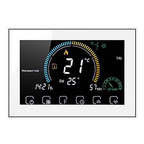 Irishom WiFi Raumthermostat für Gaskessel Thermostat mit 4,8 Zoll LCD-Bildschirm 5+1+1 Programmierbar Wandthermostat Kompatibel mit Alexa Google Home von Irishom