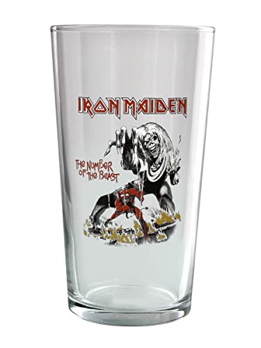 Iron Maiden Number Of The Beast Unisex Bierglas klar Glas 0,5 l Alkohol & Party, Band-Merch, Bands von Iron Maiden