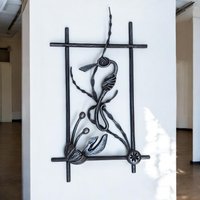 "Kunst Aus Schmiedeeisen - "Ocean Tiefe" Seepferdchen, Krabbe Und Meerespflanze, Wandbehang Metall." von IronLand
