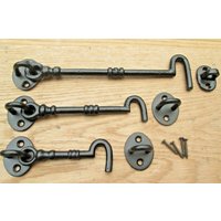 Knotted Black Antique Gusseisen Rustikales Altes Englisch Verziertes Cabin Hook & Eye Türhalter Latch Lock Knotted Black Antique Gusseisen Rustikales Altes Englisch Verziertes Cabin Hook & Eye Türhalter Latch Lock von IronmongeryWorld