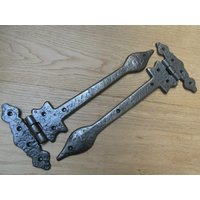 1 Paar Blätter Gusseisen Rustikale Vintage Dekorative Verzierte Speer Ausgefallene Küche Schrank Schranktür Scharniere in 6 "/ 9 "12" von IronmongeryWorld