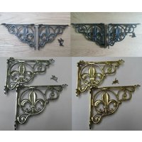 Paar Von Fleur De Lys Gothic Antik Rustikale Vintage Retro Regalhalterungen Regalhalterung Wand Dekorativ Verziert Ausgefallen von IronmongeryWorld