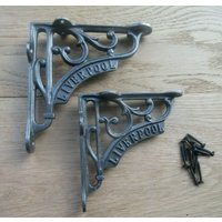 Ein Paar Schriftrollenklammern in 3 Designs & 4 Größen Gusseisen Antik Alt Rustikal Vintage Retro Gerüst Industrie Regal Klammern Verziert von IronmongeryWorld