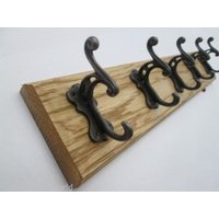Uk Handgefertigtes Massiv Eichenholz Rustikale Hölzerne Wand Montierte Hut Und Kleider Haken Schiene Rack Pegs Aufhänger Garderobe Gusseisen Kleine von IronmongeryWorld