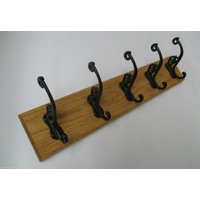 Uk Handgefertigtes Massives Eichenholz Rustikale Holzwand Hut Und Garderobe Hakenleiste Rack Kleiderbügel Kleiderstange Gusseisen Swan P Haken von IronmongeryWorld