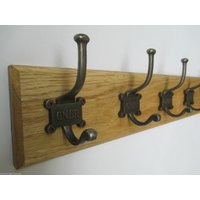 Uk Handgefertigtes Massives Eichenholz Rustikale Holzwand Hut Und Kleiderhaken Schiene Rack Kleiderbügel Garderobe Gusseisen Gner Retro Antike Eisen von IronmongeryWorld