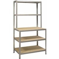 Ironside - Steckregal Holz/Metall 186x100 cm mit Werkbank, Tragk.200 kg von Ironside