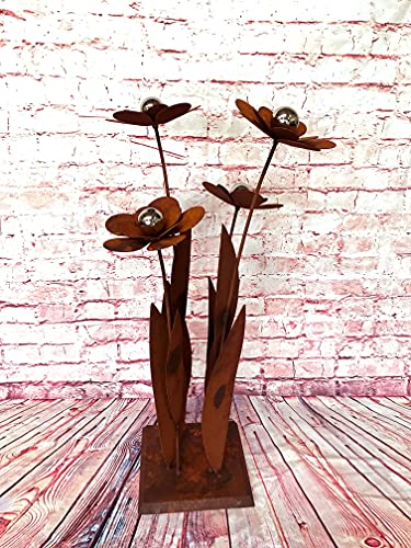 Irony24 Edelrost Blumen mit Edelstahlkugeln XXL von Irony Industrial Design GbR