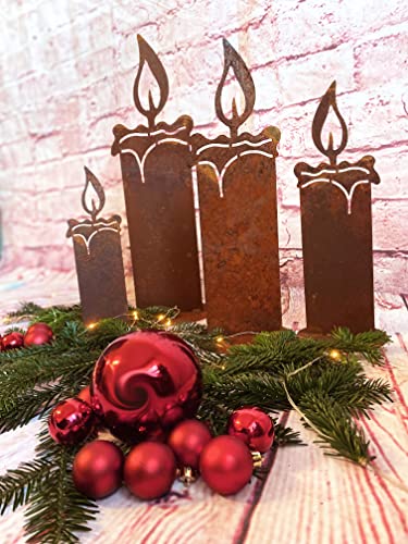 Irony24 Edelrost Kerze Adventskerze Set 4 Stück Verschiedene Größen von Irony Industrial Design