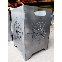 Feuertonne Feuerschale Feuerkorb Groß Eckig Steckbar 3 Mm 35x35x50 cm Kompass von Irony24