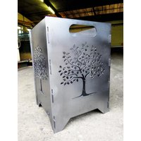 Feuertonne Feuerschale Feuerkorb Groß Eckig Steckbar 3 Mm 35x35x50 cm Lebensbaum von Irony24