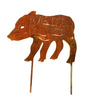 Frischling Wildschwein Edelrost Gartenstecker von Irony24