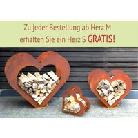 Herz Aus Metall Holz Regal Rost Edelrost Holzregal Garten Terrasse - Deko Set von Irony24