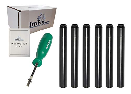 IrriFix Box Set – Rain Bird Popup Riser Extensions 1800EXT, RainBird Universal Sprinkler Extender, 6er-Set mit Anleitung (evtl. Nicht in Deutscher Sprache) & Rotortool Schraubendreher von IrriFix