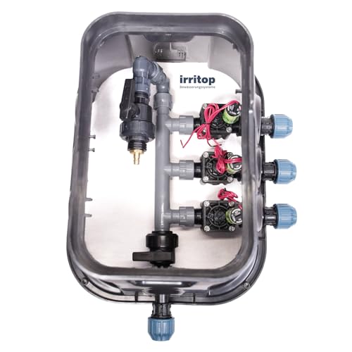 IRRITOP 3er Ventilbox Standard Verteiler Hunter PGV 101 Magnetventile Bewässerung für Ø25mm PE-Rohr (Montierbar) (Dichtung O-Ring) von IRRITOP