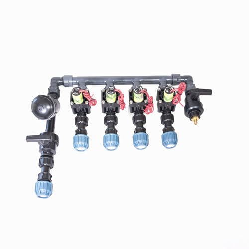 IRRITOP 4X Kopfstation PE25 Ausgang, Verteiler für Bewässerung mit Hunter PGV 101 MMB Magnetventile, für Ø25mm PE-Rohr (Montierbar) (Dichtung O-Ring) von IRRITOP
