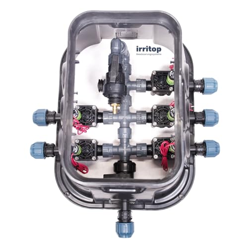 IRRITOP 5er Ventilbox Standard Verteiler Hunter PGV 101 Magnetventile Bewässerung für Ø25mm PE-Rohr (Montierbar) (Dichtung O-Ring) von IRRITOP